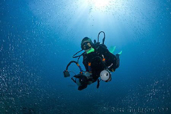My #2 dive buddy and #1 model Kristin swimming through a ... by Ross Gudgeon 